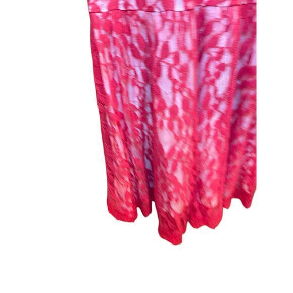 Free People FP Women 2 Floral Mesh Lace Mini Dress Red Lace Overlay 3/4 Sleeves - Picture 9 of 14